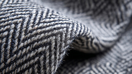 Textured Herringbone Fabric Folded with Soft Light