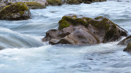 A stream winding through a forest in Norway during autumn.