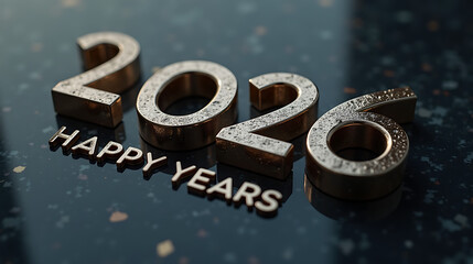 2020 Happy Years metallic numbers on dark surface new year