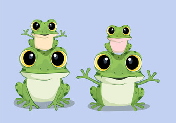 Fototapeta premium Funny frog cartoon character for kids design vector illustration. Great for prints playful project and nature themes.