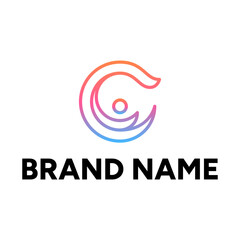 C letter and wave logo template vector