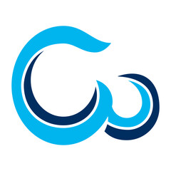 W letter and wave logo template vector