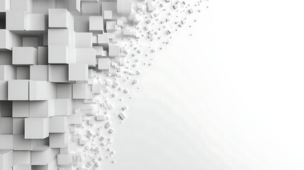 White Cubes Dissipating Into Small Particles Background