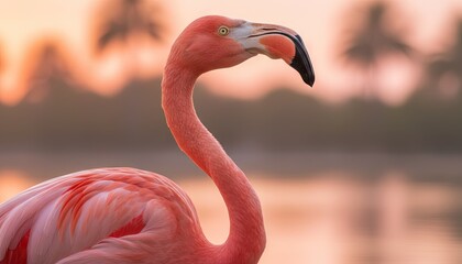 Wildlife nature photo of pink flamingo