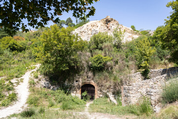 Water mills park (Parco dei Mulini) with hot springs at Bagno Vignoni, municipality of San Quirico d'Orcia, Province of Siena, Tuscany, Italy