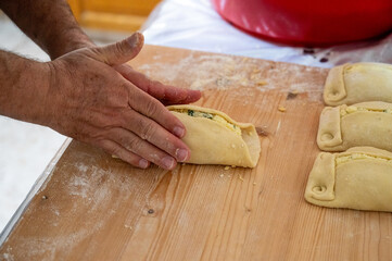 Traditional Cypriot Flaouna, a delicious Greek Easter Cheese Bread. Flaounes are traditionally prepared for Easter by Orthodox Cypriots.