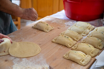 Traditional Cypriot Flaouna, a delicious Greek Easter Cheese Bread. Flaounes are traditionally prepared for Easter by Orthodox Cypriots.