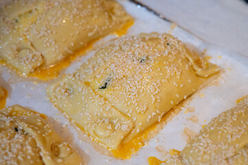 Traditional Cypriot Flaouna, a delicious Greek Easter Cheese Bread. Flaounes are traditionally prepared for Easter by Orthodox Cypriots.