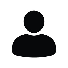 Minimal Black Silhouette User Icon on Transparent Background