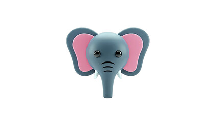 Cute 3D Cartoon Elephant Head Icon