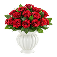 Vibrant Red Roses in a Crystal Vase