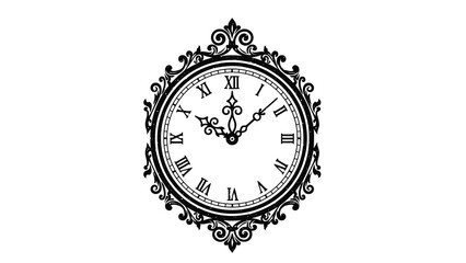 Vintage clock with ornate design and roman numerals