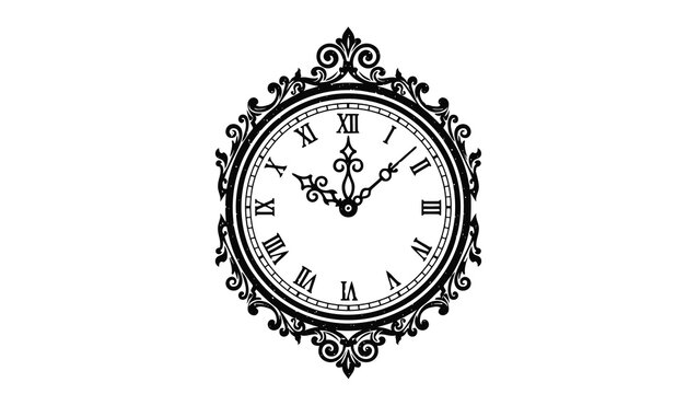 Vintage clock with ornate design and roman numerals