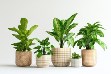 Obraz premium Arrangement of potted houseplants in various sizes.
