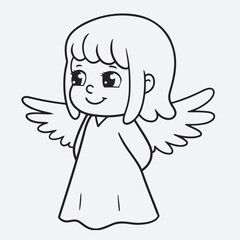 vector illustration of a cartoon angel . coloring. simple design