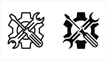 Maintenance icon set. Service tool symbol, setting sign, vector illustration isolated on white background.