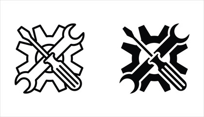Maintenance icon set. Service tool symbol, setting sign, vector illustration isolated on white background.