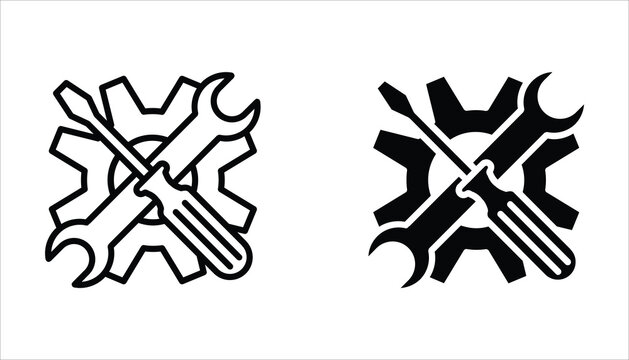 Maintenance icon set. Service tool symbol, setting sign, vector illustration isolated on white background.