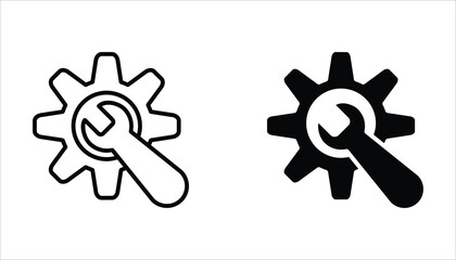 Maintenance icon set. Vector illustration for web design. Service tool symbol, setting sign, isolated on white background.