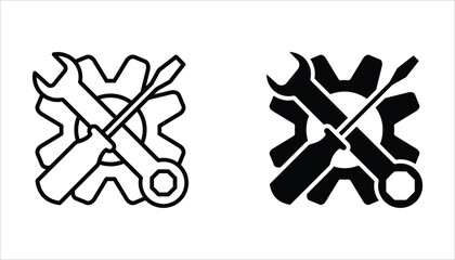Maintenance icon set. Vector illustration for web design. Service tool symbol, setting sign, isolated on white background.