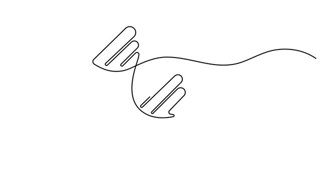 DNA continuous one line drawing, scientific research concept, genome linear structure symbol, Self animated continuous one line drawing of DNA. Minimalist vector 4k animation video