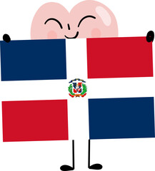 illustration of Dominican Republic flag with heart cartoon character © paweeillus