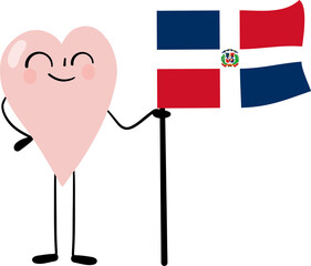 illustration of Dominican Republic flag with heart cartoon character © paweeillus