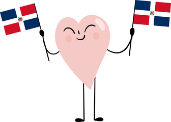 illustration of Dominican Republic flag with heart cartoon character © paweeillus