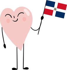illustration of Dominican Republic flag with heart cartoon character © paweeillus
