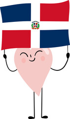 illustration of Dominican Republic flag with heart cartoon character © paweeillus