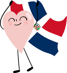 illustration of Dominican Republic flag with heart cartoon character © paweeillus