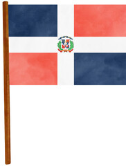 illustration of Dominican Republic flag in watercolor style © paweeillus