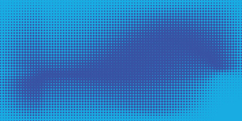 Halftone dots on blue background. Comic pop art style blank layout. Template design
