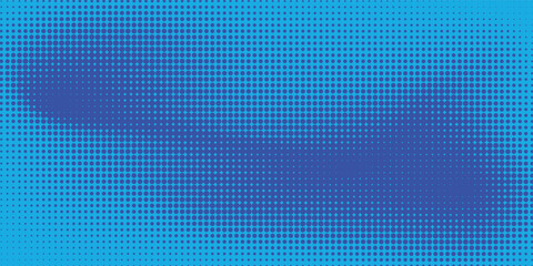 Halftone dots on blue background. Comic pop art style blank layout. Template design