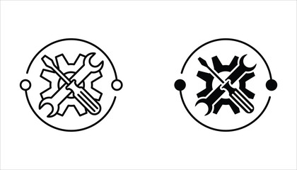 Maintenance icon set. Service tool symbol, setting sign, vector illustration isolated on white background.