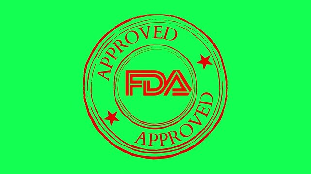 Stylized red FDA APPROVED stamp with stars and concentric circles on green backdrop&mdash;ideal for health, safety, and regulatory visuals.