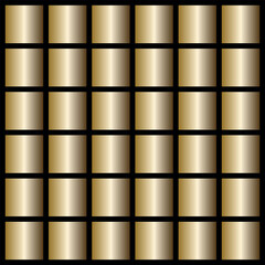 Golden grid pattern with shiny metallic cylinders