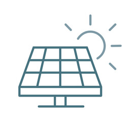 Solar panel and sun. Alternative sources. Renewable energy, electricity power. Sustainable eco-friendly living. Pixel perfect vector icon.