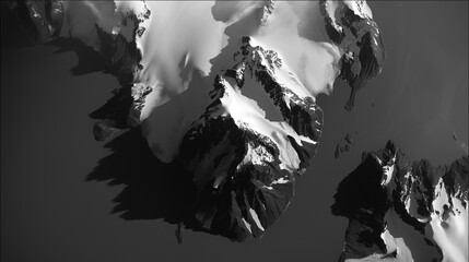 Black-and-white satellite image of a newborn island glowing with geothermal energy in glacial waters.