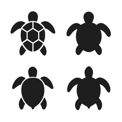 Obraz premium Silhouette turtles on dark background with unique shell patterns