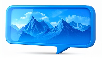 Blue Speech Bubble with Typing Dots on White Background