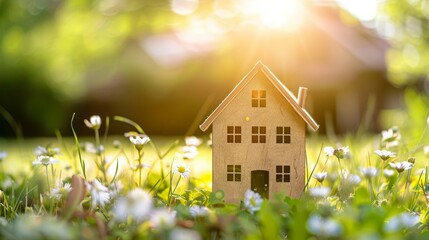 Small Wooden House Amidst White Flowers in a Field