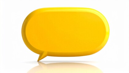 Glossy Yellow 3D Speech Bubble on White Background