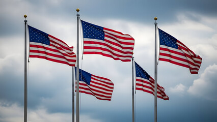 American flags flying high on national freedom day