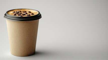 Coffee cup, cappuccino, beans, studio, background, drink, beverage, food, cafe, menu