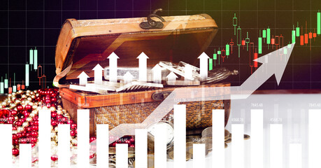 Precious metals gold and silver vintage box with price chart