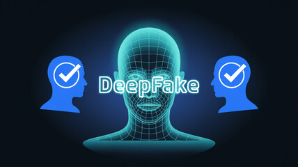 Digital human face representation with deepfake technology and verification symbols