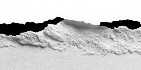 Torn paper edge with rough texture and transparency background resembling mountain landscape isolated closeup creative minimal abstract and artistic design element