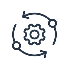 Process Workflow Loop Icon with Gear and Circular Arrows