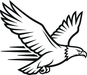 Obraz premium Black and white eagle in flight illustration